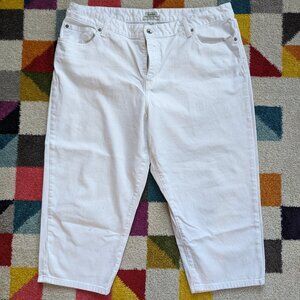 Women's LL Bean Classic White Cropped Jeans Size 20 Petite ID 286348
